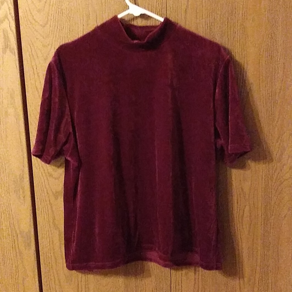 A Red Polyester Short Sleeve Shirt